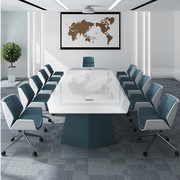 会议桌长桌烤漆白色大型时尚洽谈桌会议室组合多人办公桌简约现代