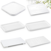 密胺平盘子白色仿瓷，塑料托盘长方形碟子，平板寿司蛋糕盘西餐盘商用
