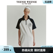 TeenieWeenie小熊2024春装气质休闲运动半拉链插肩袖短袖连衣裙女