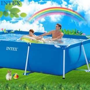 intex游泳池长方形管架，便携移动水池大型家庭儿童简易户外内鱼池