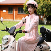 电动车防晒衣女夏披肩长款全身冰丝遮阳防紫外线摩托车骑车防晒衫