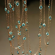 蓝色铜水晶锆石链条 镀金保色链条  diy流苏步摇 项链饰