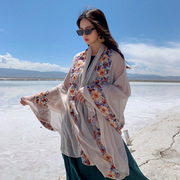 沙滩防晒巾波西米亚风户外海滩披肩女围巾拍照刺绣民族风旅游丝巾