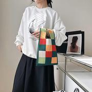 韩国ins小众设计针织包包，简约编织包女士(包女士，)时尚慵懒风手提挎包
