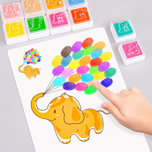 手指画颜料儿童无毒幼儿园创意指印点画画册，印泥画画可水洗涂鸦