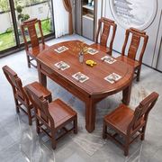 花梨木全实木餐桌椅组合可伸缩折叠可变圆桌中式圆桌红木吃饭桌子