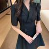 2023韩版小个子西装领连衣裙设计感收腰显瘦短裙子气质职业连衣裙