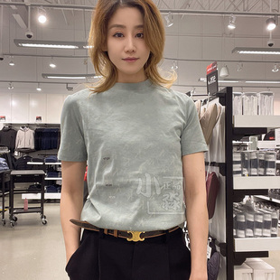 Calvin Klein CK夏季女士休闲时尚满标LOGO纯棉圆领短袖T恤