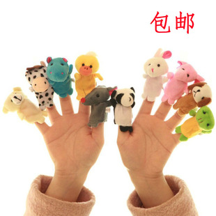 儿童亲子互动一家亲人动物，指偶毛绒公仔手指玩偶，动物手偶早教玩具
