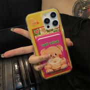 可爱卡通少女甜美个性小众表格黄油小熊，甜甜圈适用苹果15promax手机，壳韩系iphone14全包卡包防摔13双层12硬