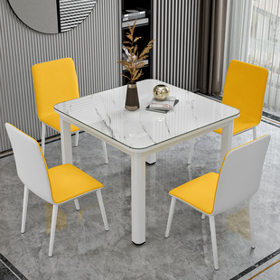轻奢餐桌家用现代简约小户型，吃饭四方桌子，北欧钢化玻璃餐桌椅组合