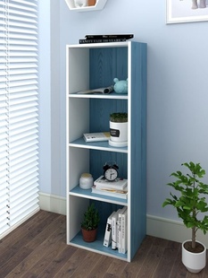 白色简易书架书柜分e层架木质立式小型落地窄网红一体靠墙客厅置