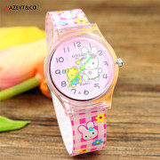 韩版果冻女表心形彩虹花朵儿童手表可爱小白兔卡通小学生女生腕表