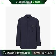 香港直邮潮奢fendi芬迪，男士衬衫式防风衣蓝色尼龙衬衫fw1236
