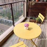阳台折叠小桌椅茶几三件套装，庭院铁台学习家用小餐桌圆桌