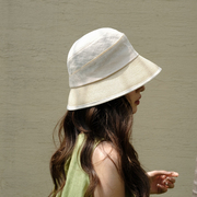 春夏季日系透气亚麻渔夫帽，轻薄优雅圆顶，太阳帽草编遮阳防晒遮阳帽