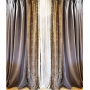 客厅窗帘轻奢高端时尚现代灰欧式大气卧室加厚遮光中古风绒布中式