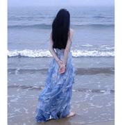 法式初恋气质吊带连衣裙仙女夏季抹胸超仙公主海边度假沙滩长裙子
