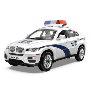 彩珀成真1 26合金模型白色宝马X6公安110警察车声光开门儿童玩具