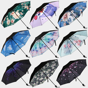 晴雨伞防晒防紫外线遮阳伞雨伞，女男两用太阳伞黑胶，便携耐用折叠伞
