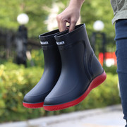雨鞋男士中筒水鞋防水防滑胶鞋外卖洗车厨房专用套鞋加绒保暖雨靴