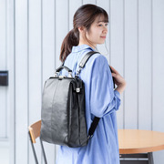 日本SANWA商务电脑包进口女包背包双肩包小巧公文包男士手提包时尚简约轻奢杜勒斯包防水牛仔布牛皮提手