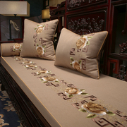 红木棉麻沙发坐垫套家用中式客厅实木家具海绵垫子防滑靠背垫