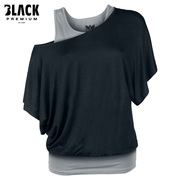 德国Black Premium夏季女子休闲T恤双层背心短袖露肩T恤衫