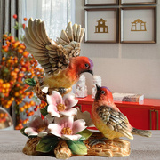 中式爱情鸟陶瓷小摆设精致手绘陶瓷鸟装饰摆件新居多宝阁装饰