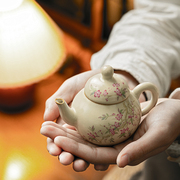 米黄汝窑茶壶复古功夫茶具茶道泡茶器陶瓷开片可养单壶轻奢现代