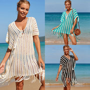 火凤凰-慕欧美白杏色绑带沙滩罩衫海边度假比基尼外罩衫泳衣