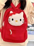 日系原创KT猫可爱书包少女初高中学生毛绒大容量双肩包大学生背包