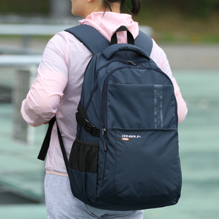 欧美时尚暗格纹尼龙双肩背包，商务电脑大容量，休闲旅行男士纯色书包