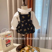 婴儿春装套装新生儿衣服女宝宝，连体衣复古碎花，哈衣春秋包屁衣爬服