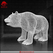 熊猫铁艺雕塑动物造型镂空不锈钢编织摆件定制艺术美陈丝雕装置