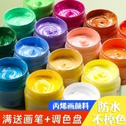 马利丙烯颜料墙绘专用100ml丙烯画防水不掉色24色儿童Diy手绘500ml大瓶白色石头衣服鞋子涂鸦材料肌理画套装