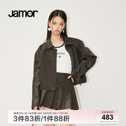 jamor美式复古时尚外套女春季高级感美拉德夹克上衣加末