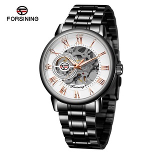 forsining富悉尼钢带镂空机械手表，商务手动机械，腕表款创意表099男