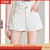 havva2024夏季牛仔短裤，女薄款高腰显瘦a字型，浅色裤子k85110