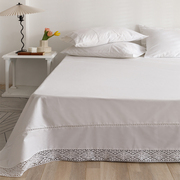 外贸英国订单纯棉床单单件白色公主简约全棉斜纹睡单1.5米1.8