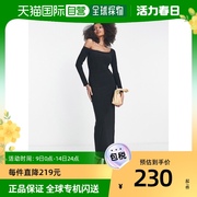 香港直邮潮奢 ASOS 女士设计单肩合身剪裁中长连衣裙(黑色)