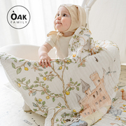 oakfamily婴儿宝宝浴巾，春秋季六层，纱布超软全棉吸水新生儿浴巾