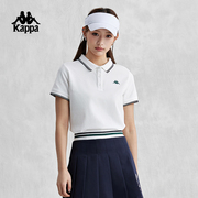 kappa卡帕背靠背2024夏季运动短袖polo衫t恤女休闲半袖上衣潮