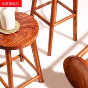 花梨木圆吧凳吧台椅实木高脚凳红木餐桌凳子梳妆凳咖啡圆凳酒吧凳
