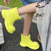 2024雨鞋女外穿秋冬季防滑防水厚底，eva糖果色雨靴水鞋可加棉