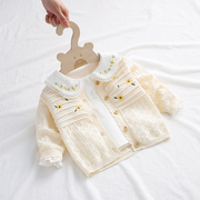 夏季婴儿空调衫女童针织开衫，薄款新生宝宝开衫，公主洋气小外套纯棉