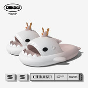 chikoku可爱小鹿鲨鱼凉拖鞋，女夏季居家居厚软底，抑菌防滑情侣拖鞋
