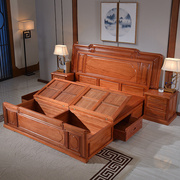 仿古中式花梨木实木床1.8m双人床古典简约抽屉，储物床卧室家具婚床
