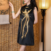旗袍女新中式唐装无袖背心复古马甲小个子民国风汉服改良版连衣裙