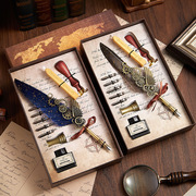钢笔高颜值哈利波特周边羽毛笔，欧式复古蘸水笔礼盒装书法新年礼物